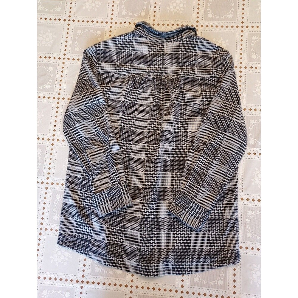 Lands End Collared Shirt Womens Medium Black and White Button Front Casual - Picture 2 of 3